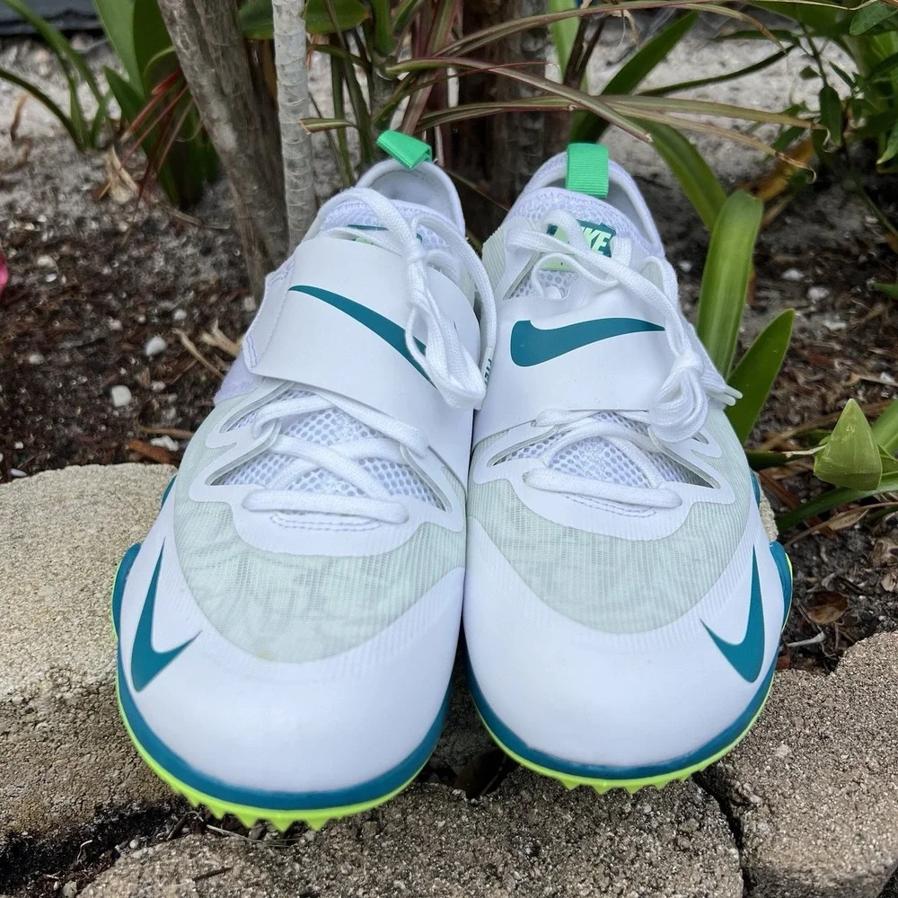 Nike Pole Vault Elite Track Spikes FZ9649-100 Men's Size 9 White Bright Spruce
